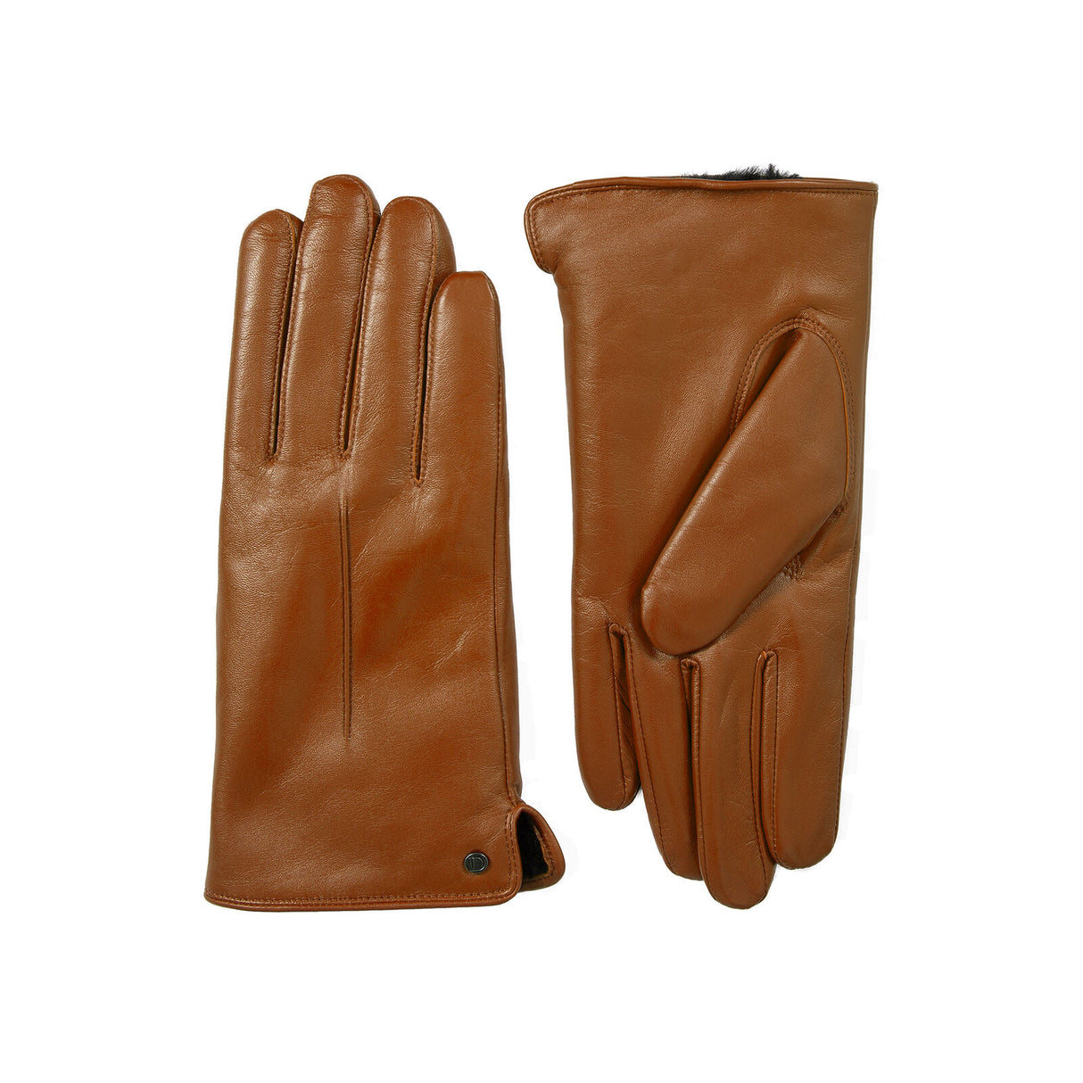 Dents Women’s Touchscreen Single-Point Faux Fur-Lined Leather Gloves - Cognac