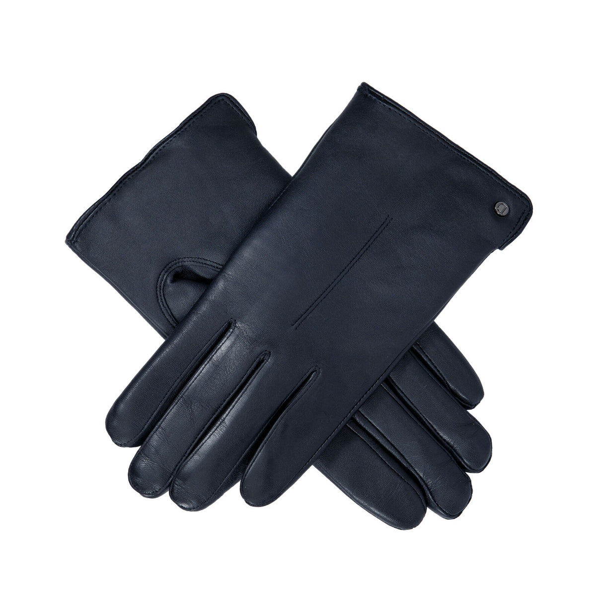 Dents Womens Touchscreen Single-Point Faux Fur-Lined Leather Gloves in Navy