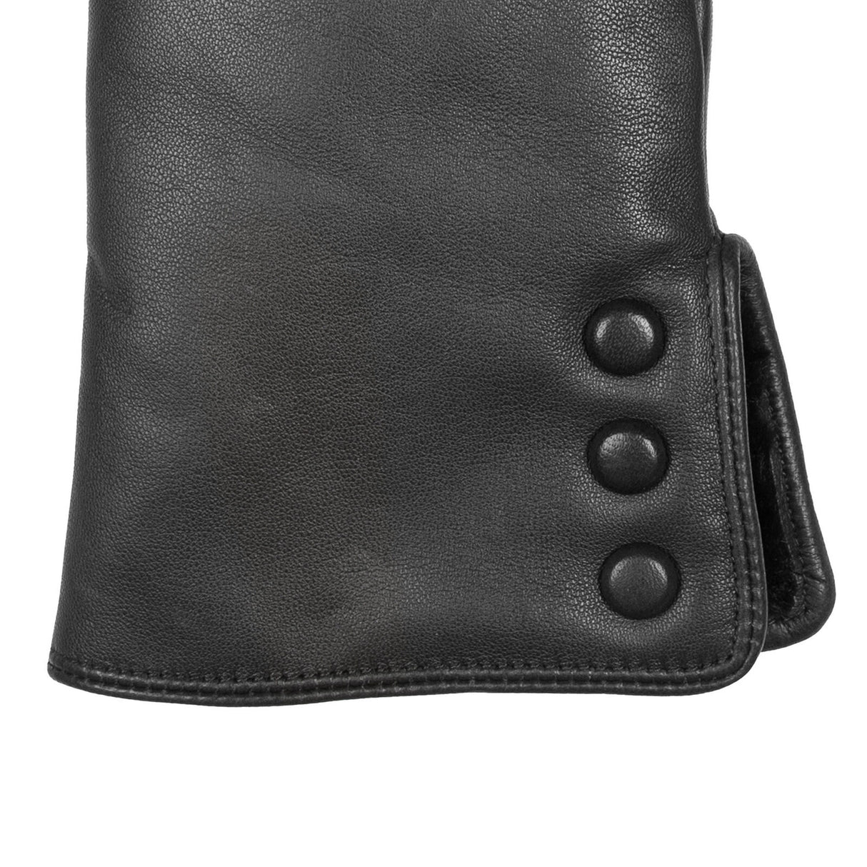 Dents Womens Touchscreen Water-Resistant Fur-Lined Leather Gloves w/ Buttons - Black