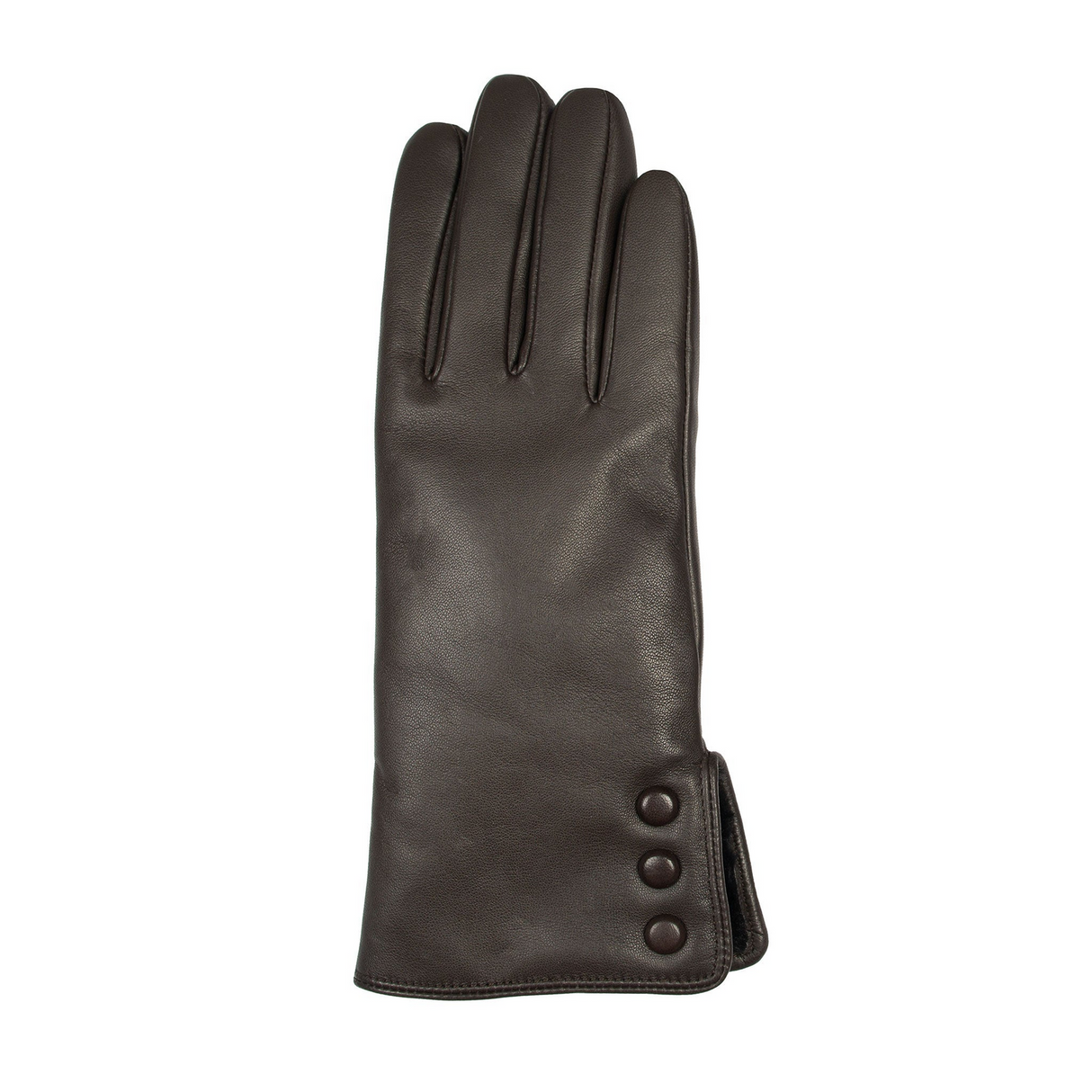 Dents Womens Touchscreen Water-Resistant Fur-Lined Leather Gloves w/ Buttons - Mocca