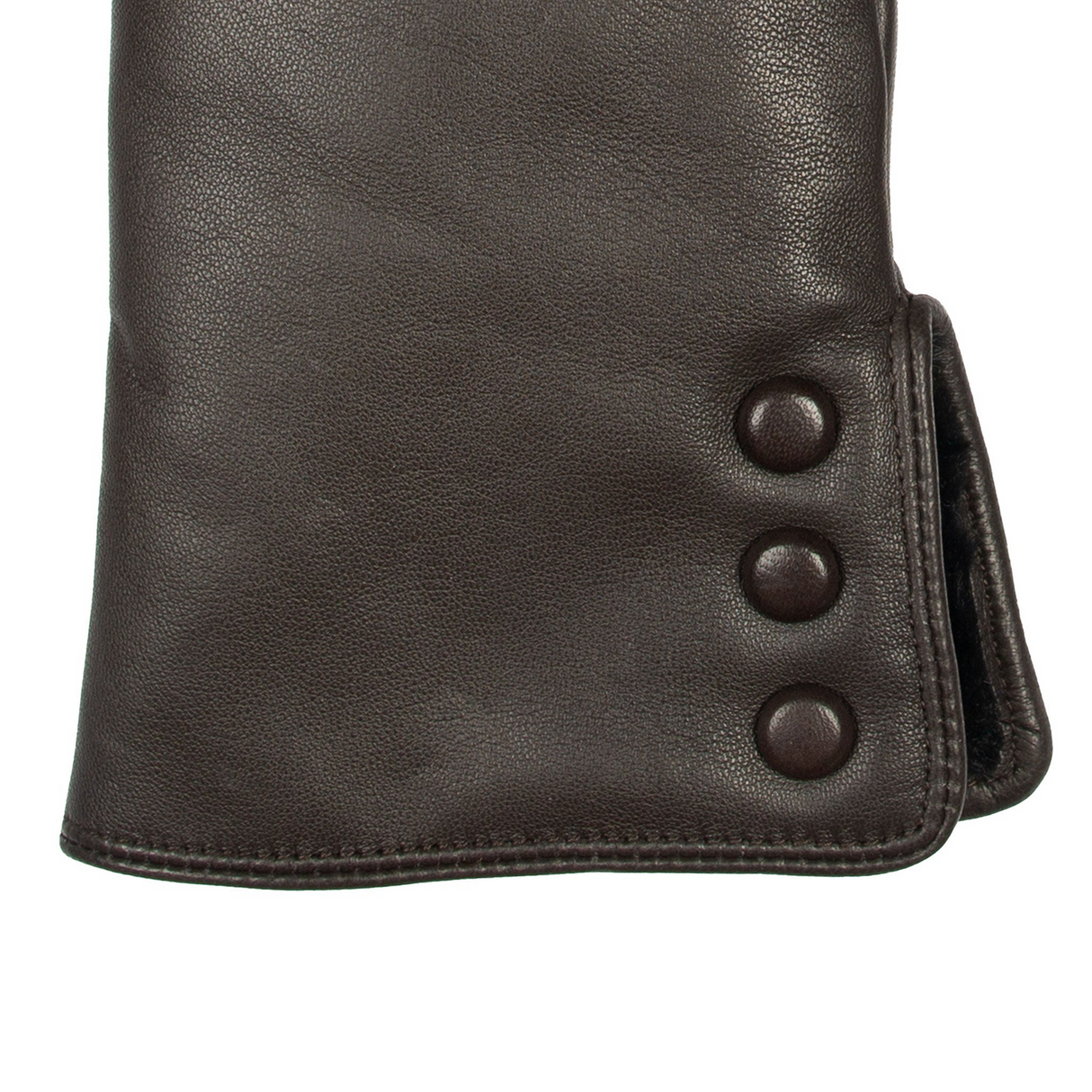 Dents Womens Touchscreen Water-Resistant Fur-Lined Leather Gloves w/ Buttons - Mocca