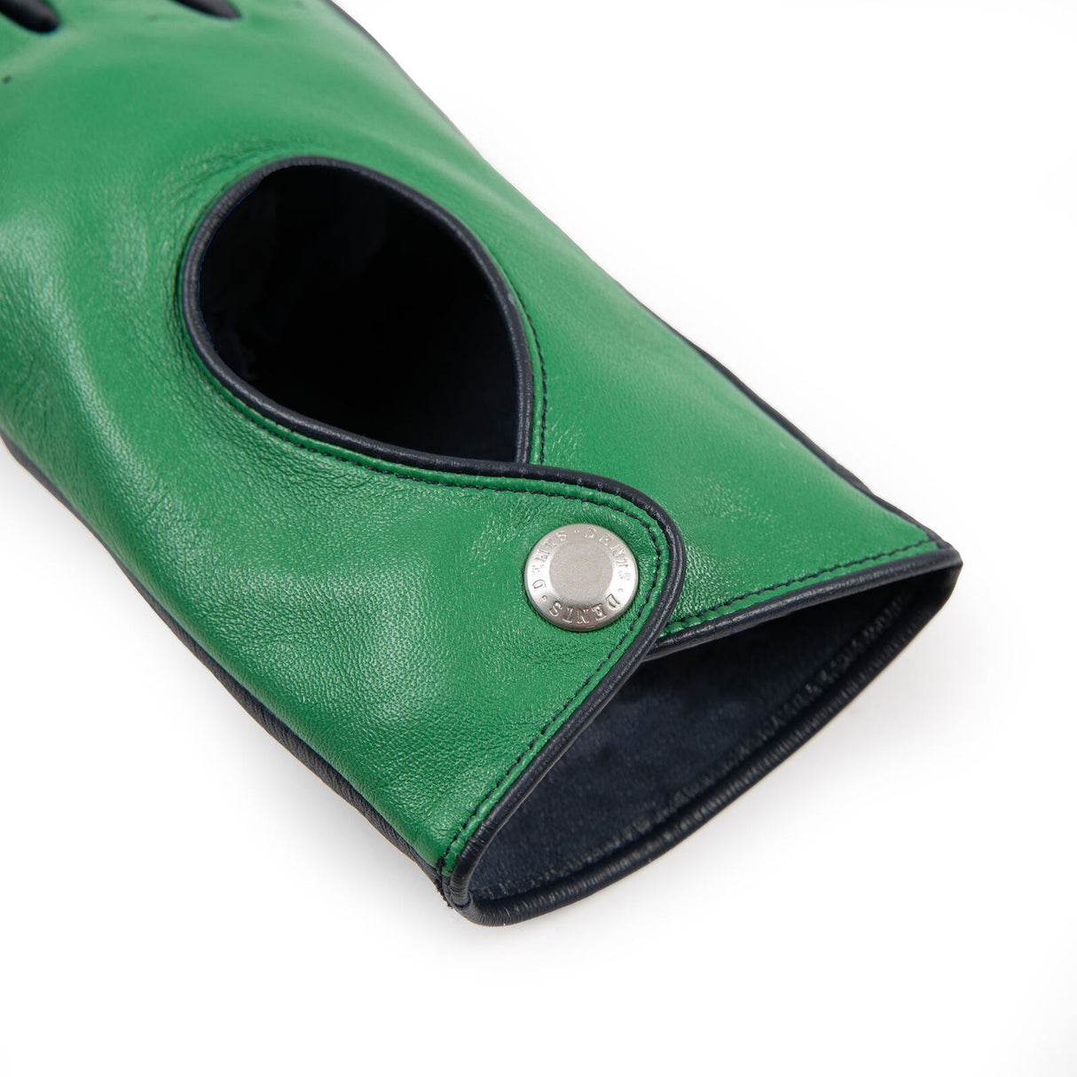 Dents Women’s Touchscreen Leather Driving Gloves in Emerald/Navy