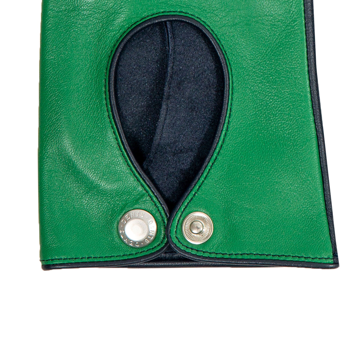 Dents Women’s Touchscreen Leather Driving Gloves in Emerald/Navy