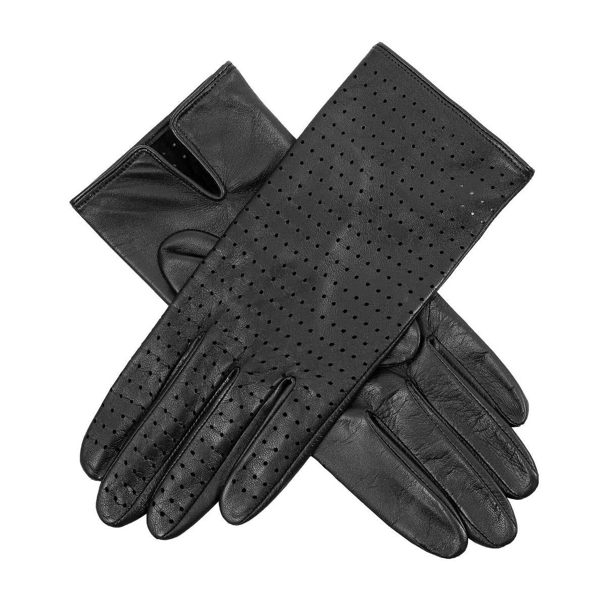 Dents Women’s Perforated Leather Gloves in Black