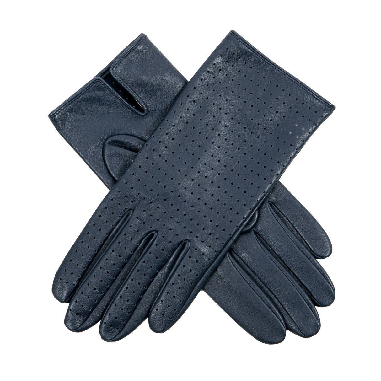 Dents Women’s Perforated Leather Gloves in Navy