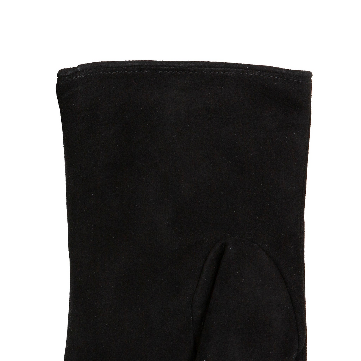 Dents Womens Fingerless Faux Fur-Lined Suede Mitten Gloves w/ Faux Fur Trim in Black