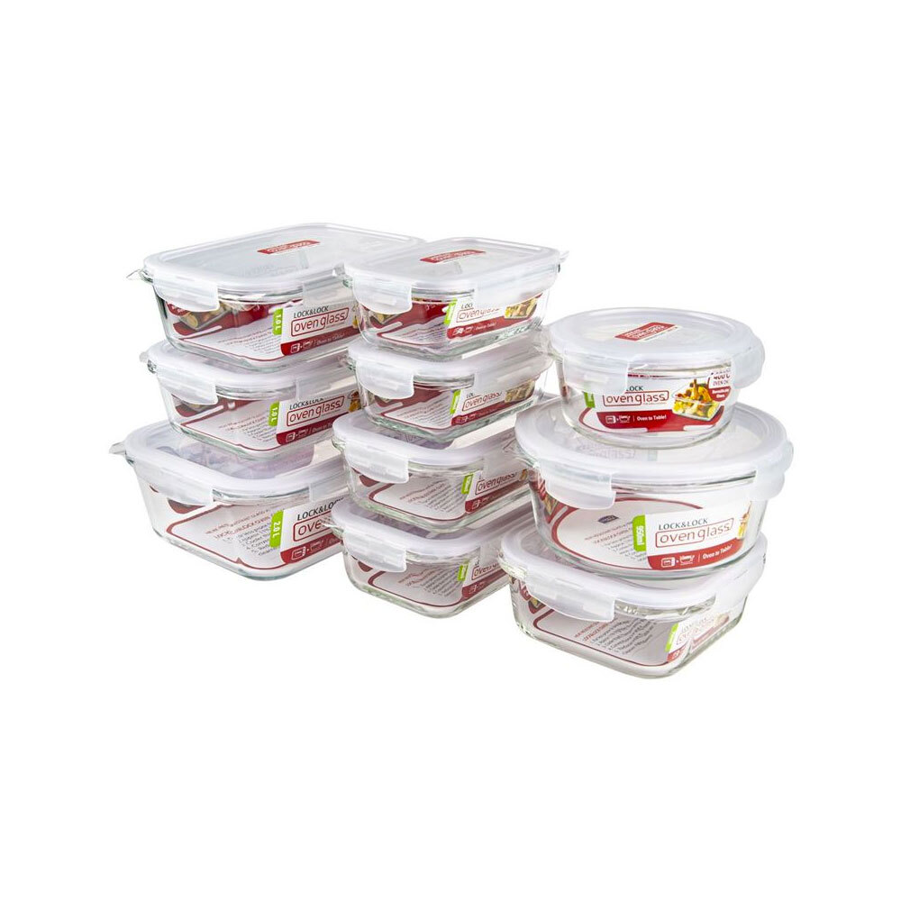 Lock & Lock 10-Piece Borosilicate Glass Complete Storage Container Gift Set w/ Lids