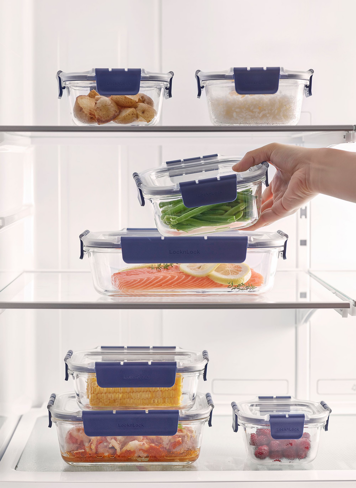 9 Piece LocknLock Top Class Borosilicate Glass Food Storage Container Gift Set (with Lids)