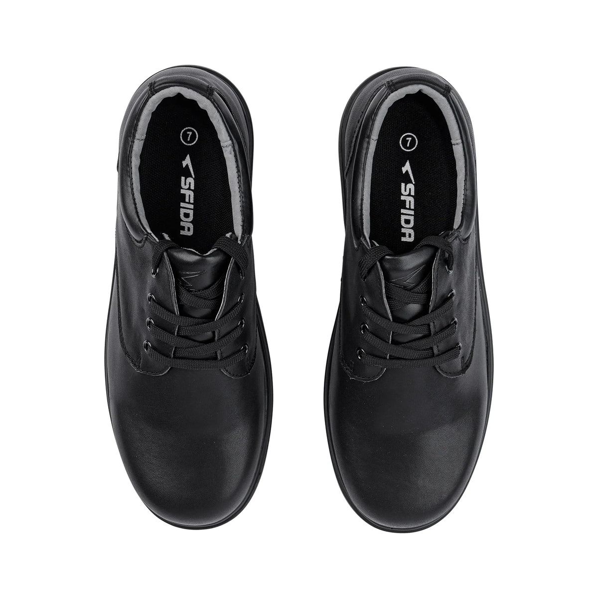 Sfida Class Senior Kids Leather Lace Up School Shoes - Black (Boys/Girls)