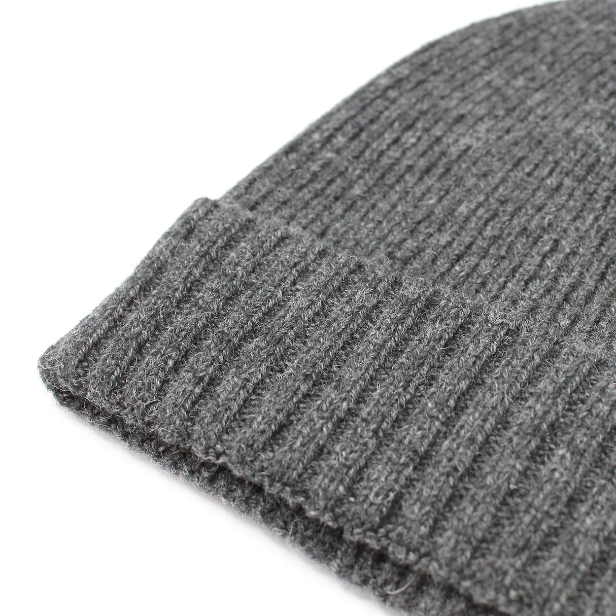 Dents Mens Wool Beanie Rib Fine Knit - Charcoal Grey (Warm Winter Ski Turn Up)