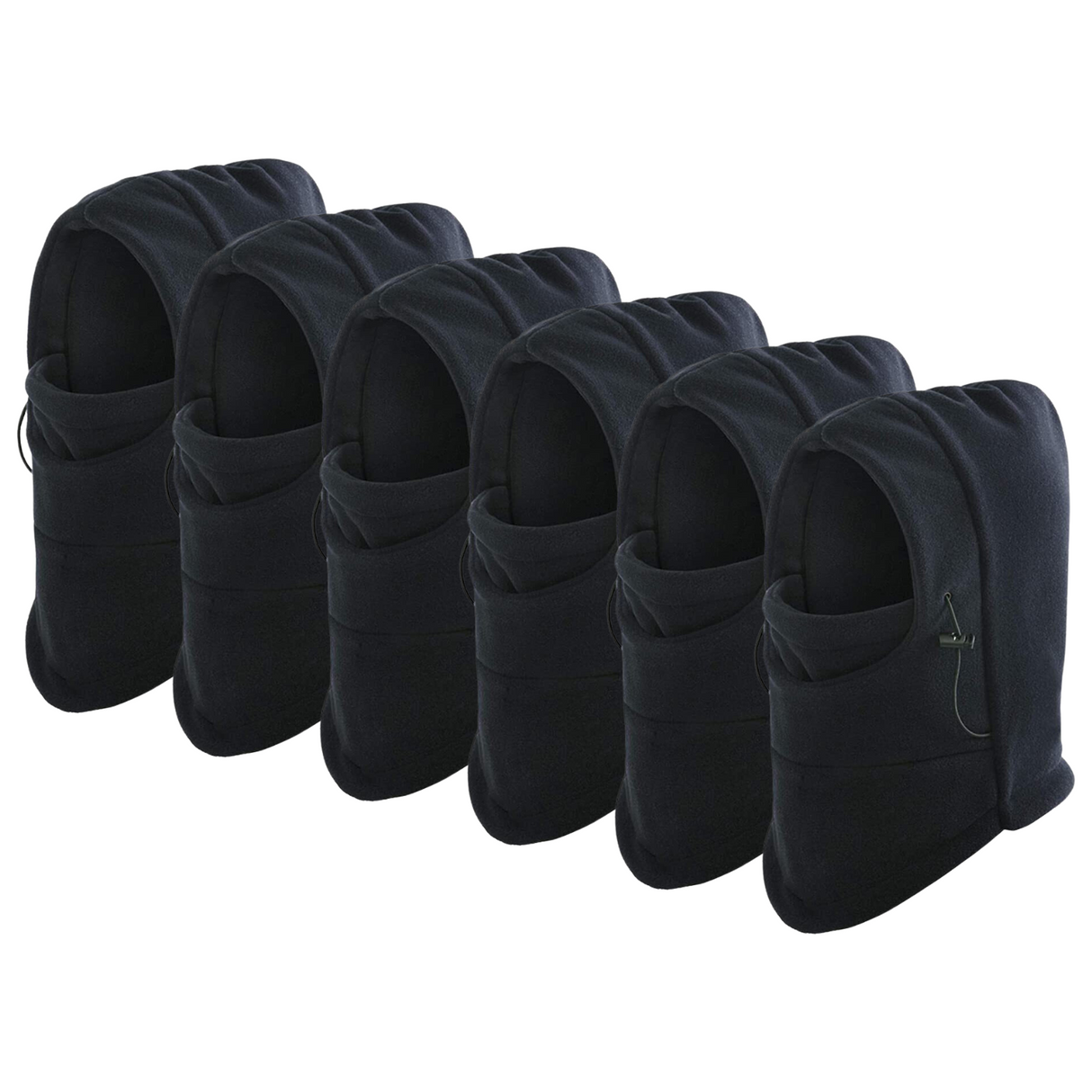 6x Dents Windproof Thermal Fleece Balaclava Bulk Pack - Black (Ski & Full Face Mask)