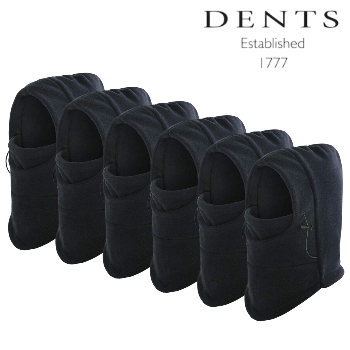 6x Dents Windproof Thermal Fleece Balaclava Bulk Pack - Black (Ski & Full Face Mask)