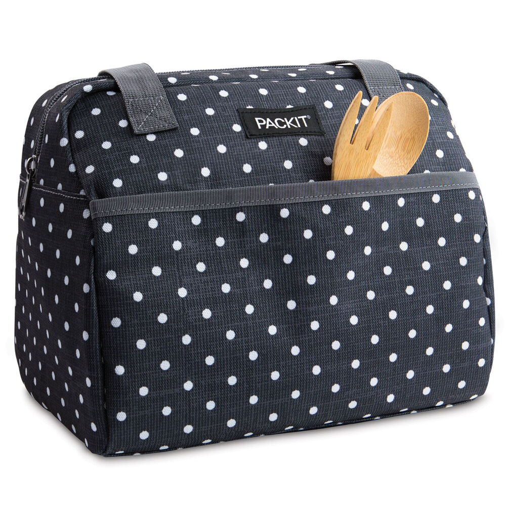 PACKIT Polka Dot Hampton Chiller Insulated Lunch Box Bag Picnic Food Storage
