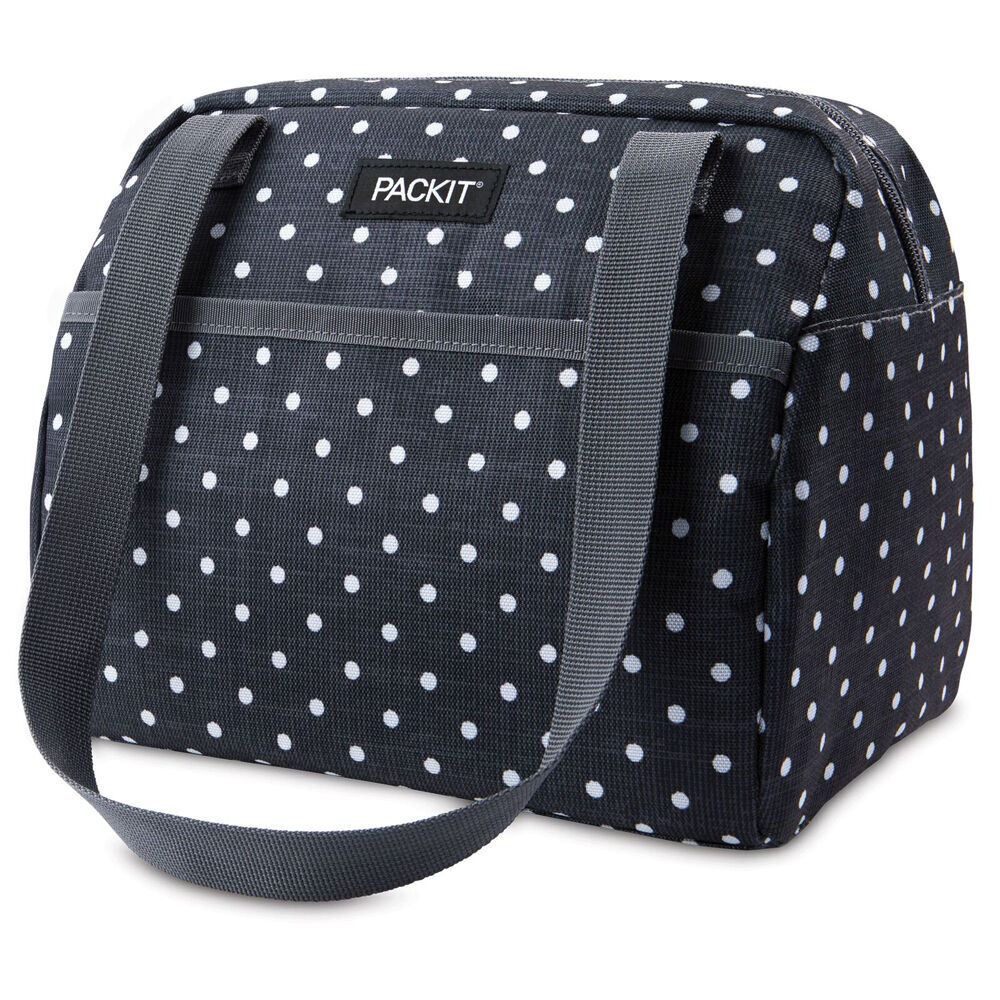PACKIT Polka Dot Hampton Chiller Insulated Lunch Box Bag Picnic Food Storage