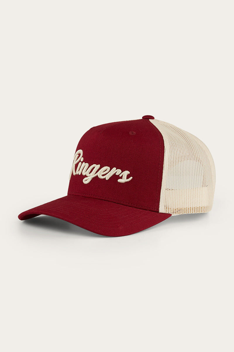 Ringers Western Hackett Trucker Baseball Cap Hat in Burgundy