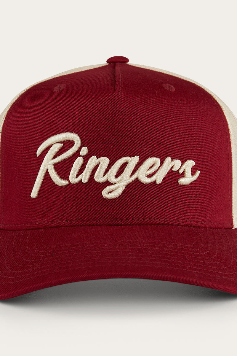 Ringers Western Hackett Trucker Baseball Cap Hat in Burgundy