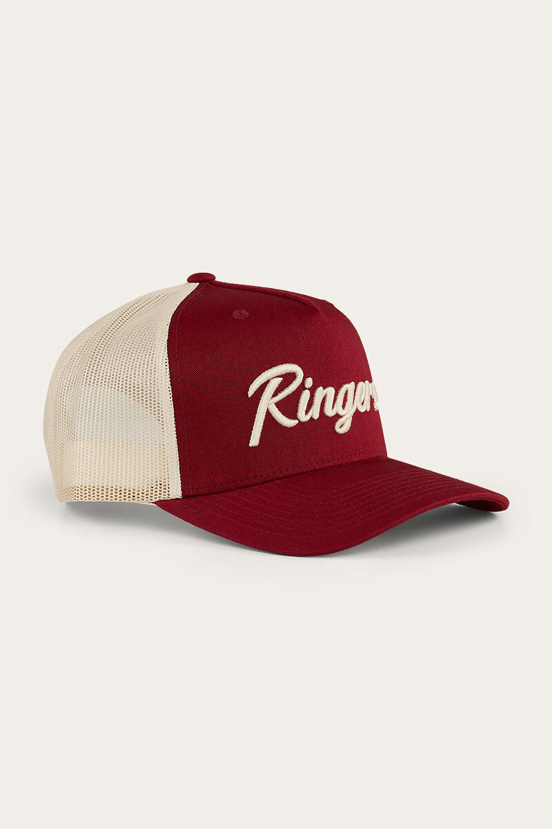Ringers Western Hackett Trucker Baseball Cap Hat in Burgundy