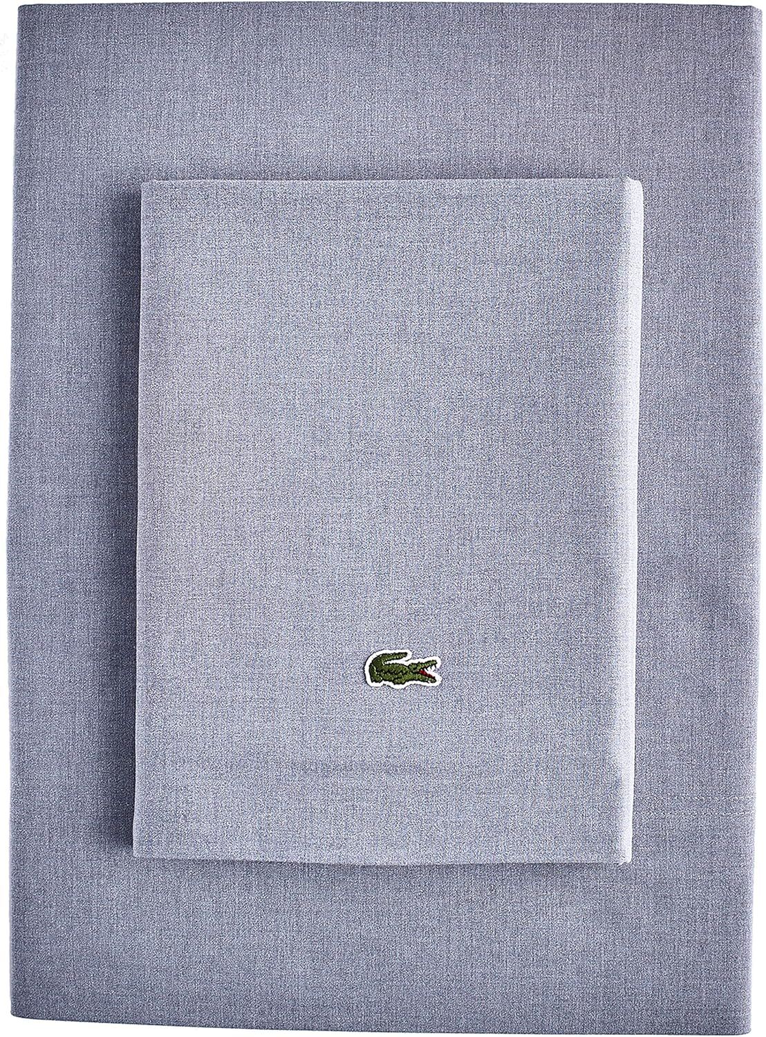 Lacoste 4-Piece Cotton Blend Queen Bed Sheet Set in Chambray Blue