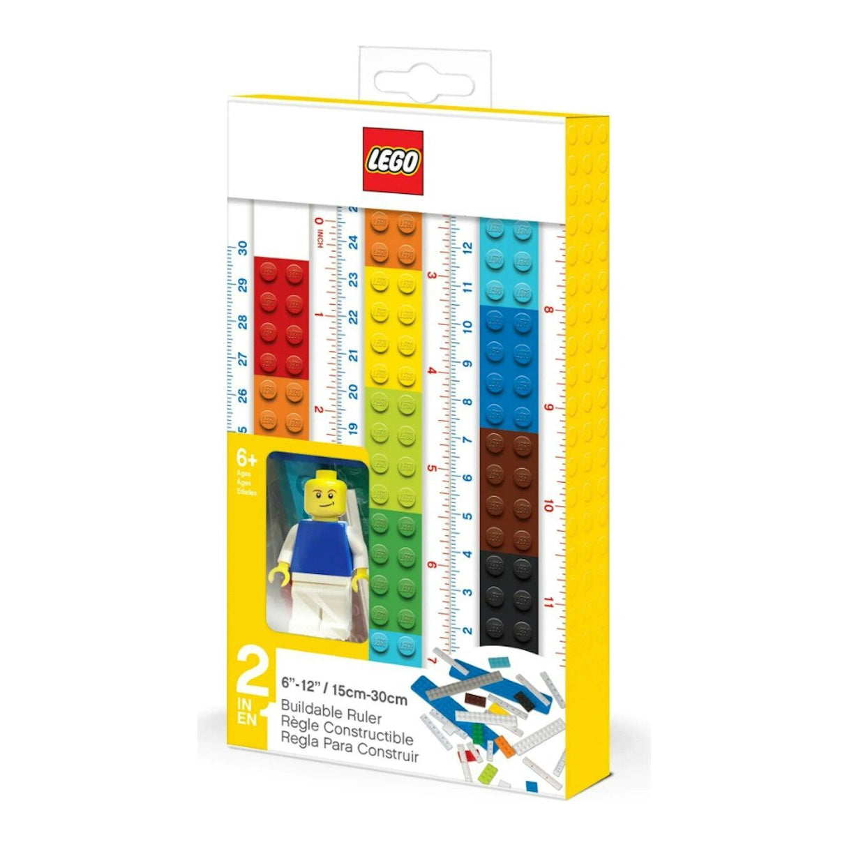 Lego 2.0 Convertible Buildable Ruler w/ Minifigure School Stationery