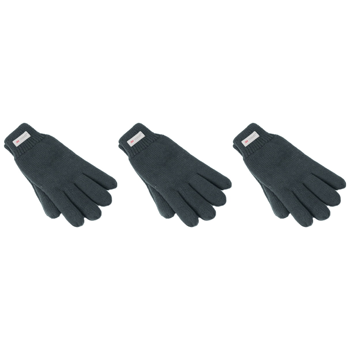 3x Dents 3M Thinsulate Charcoal Gloves Pack - Knitted Winter Snow/Ski Polar Fleece Thermal