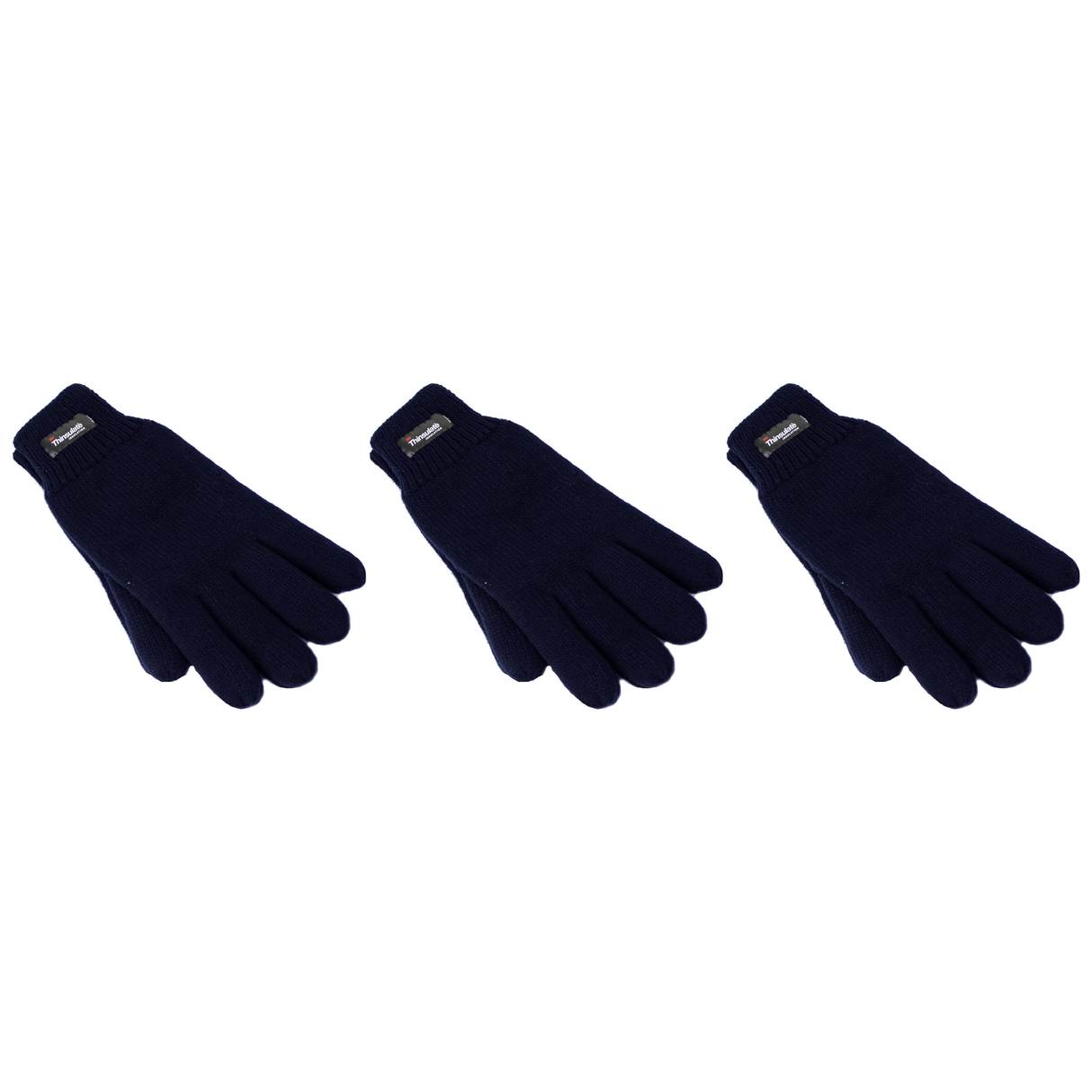 3x Dents 3M Thinsulate Navy Gloves Pack - Knitted Winter Snow/Ski Polar Fleece Thermal