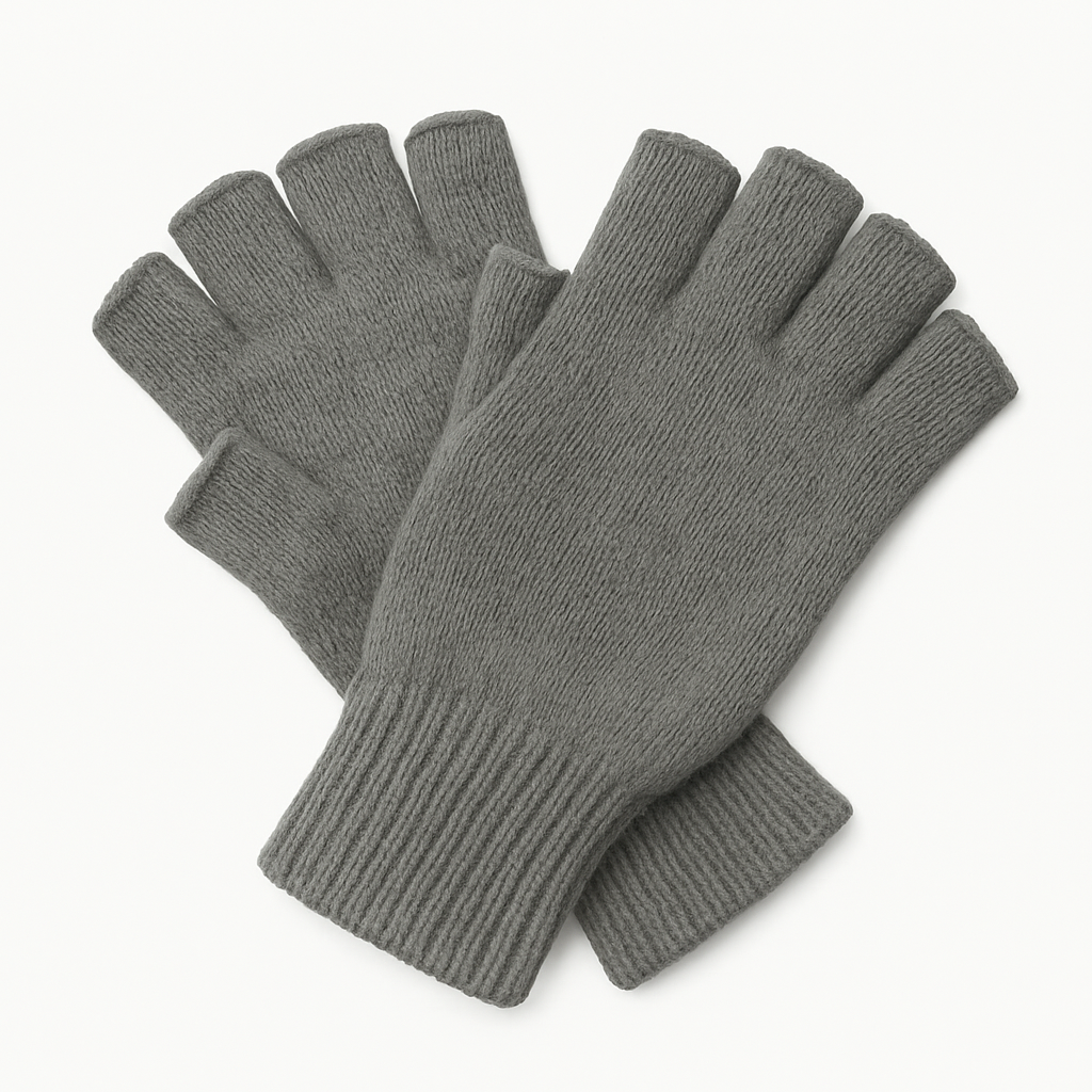 DENTS 3M THINSULATE Polar Fleece Fingerless Gloves Warm Knitted Insulation - Black