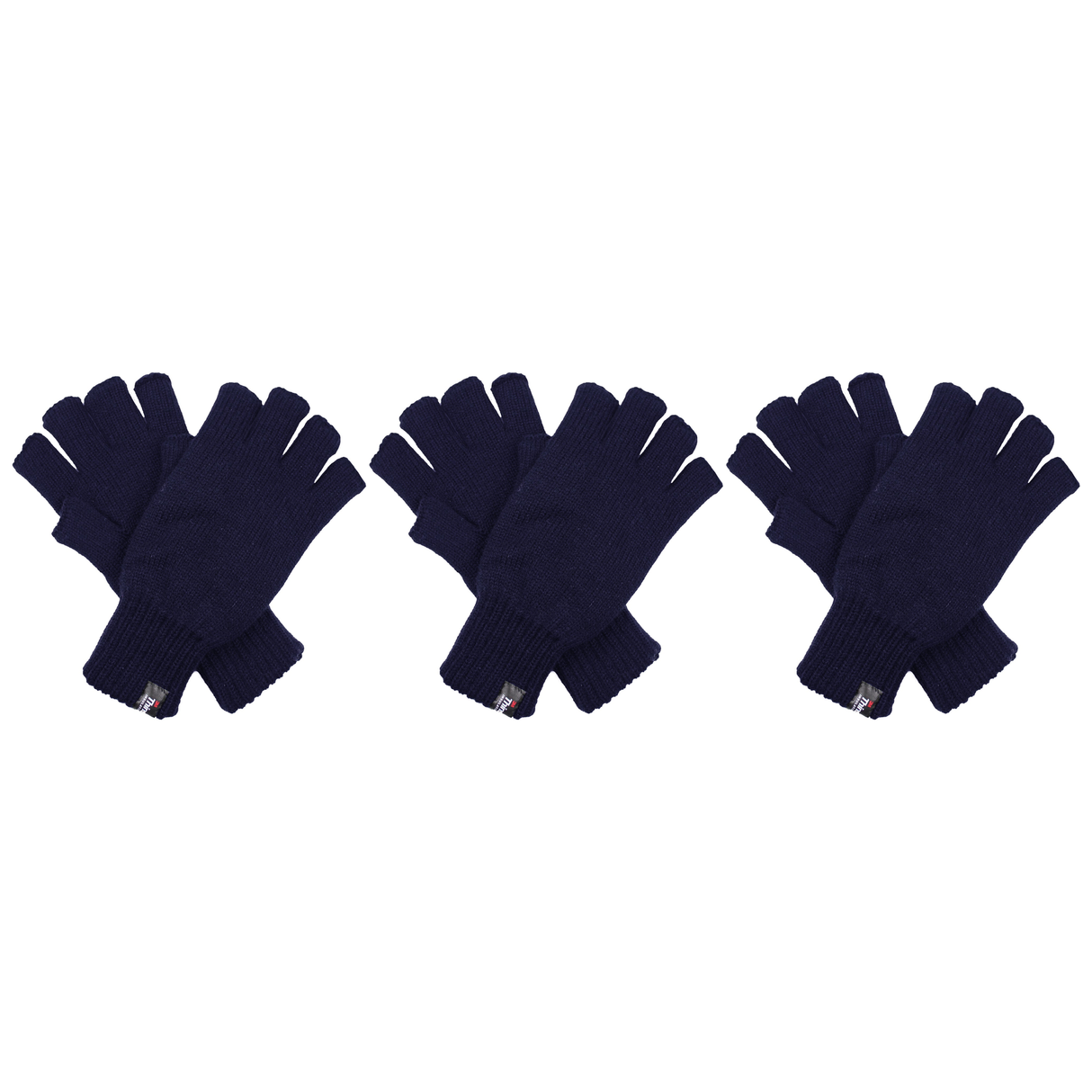 3x Dents 3M Thinsulate Navy Fingerless Gloves Pack - Knitted Insulation Polar Fleece