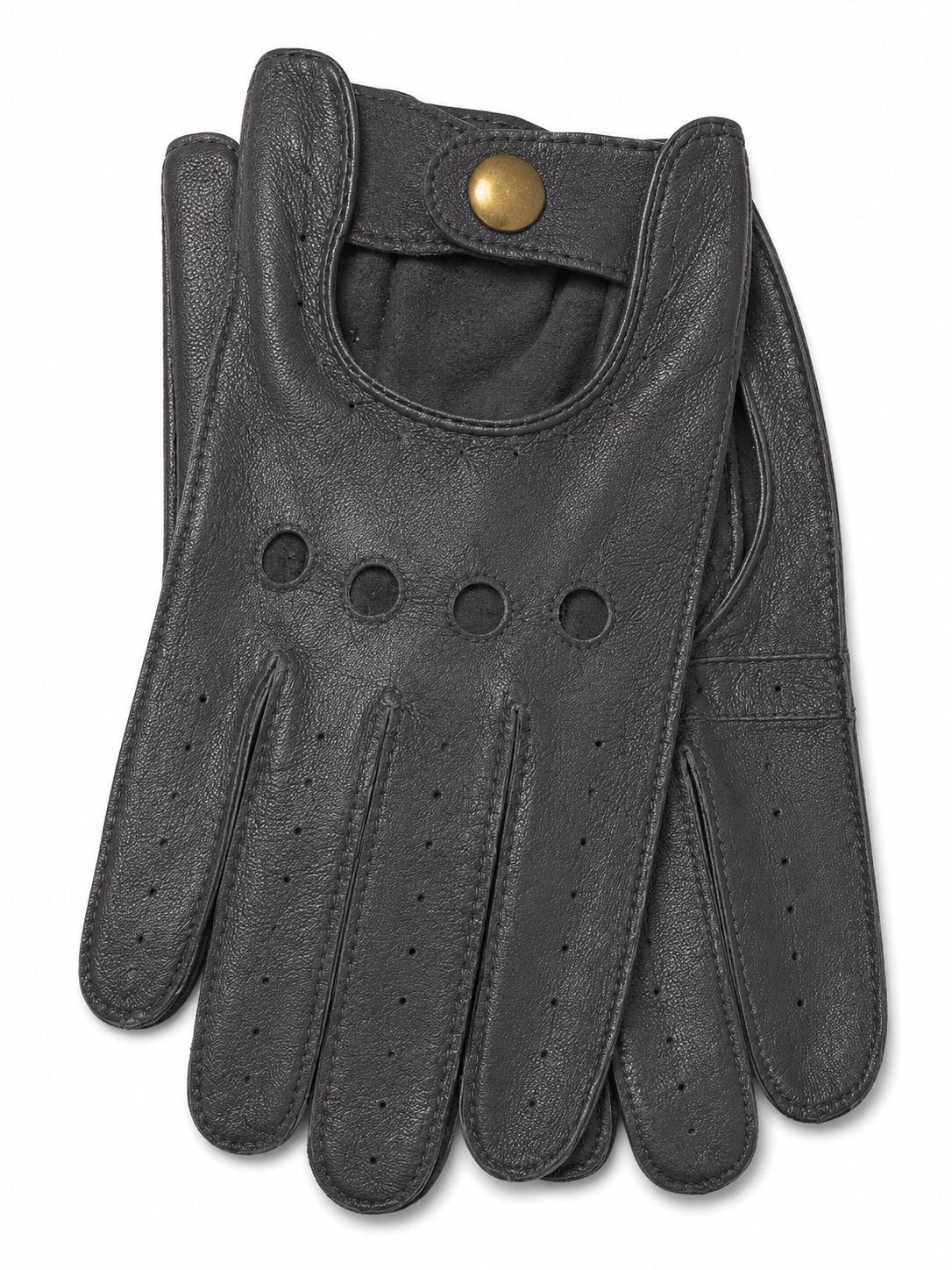 Dents Mens Classic Unlined Vintage Leather Driving Gloves - Dark Charcoal