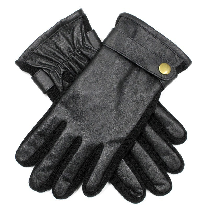 DENTS Mens Premium Kangaroo Leather Strap & Stud Winter Gloves Gentlemans - Black