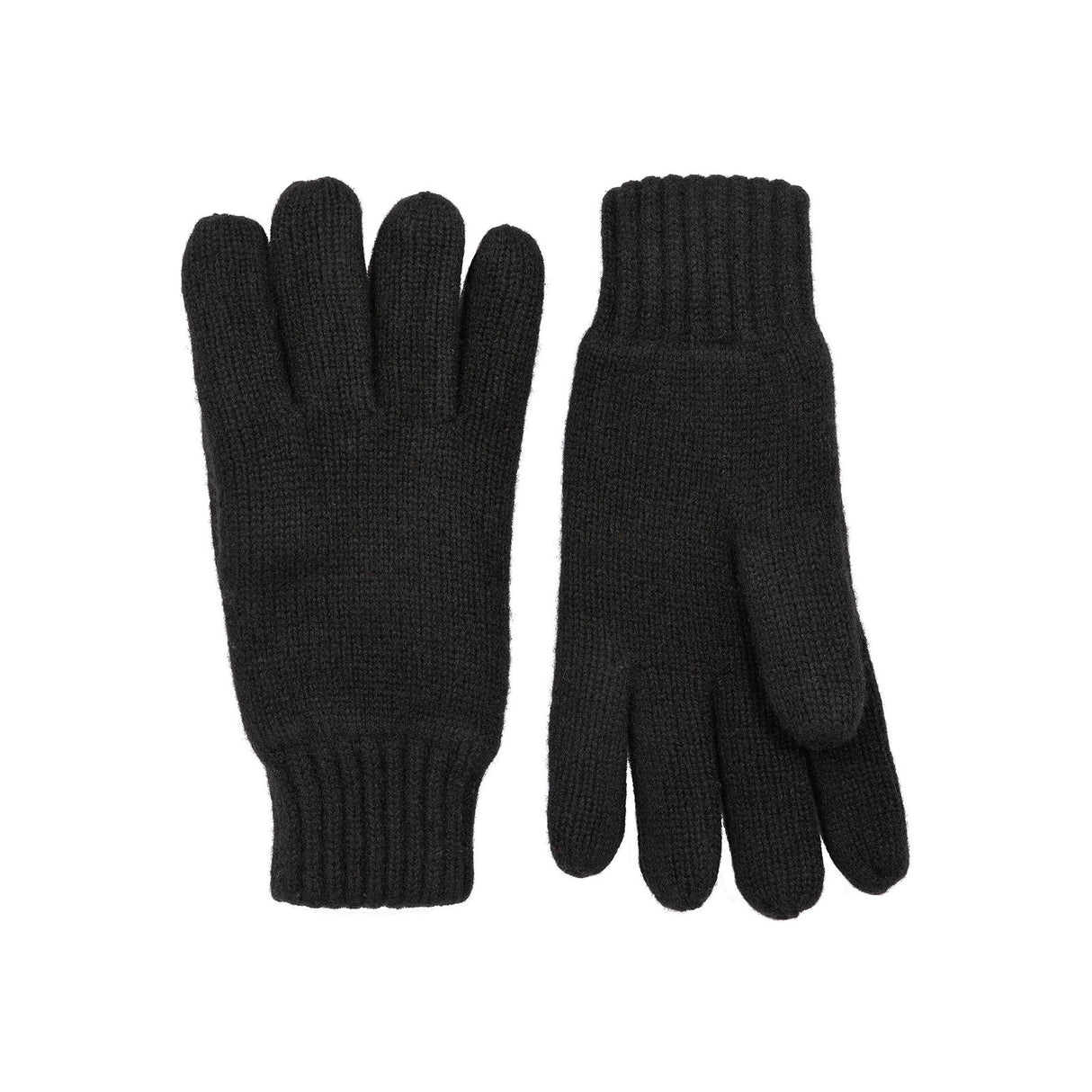 Mens Wool Blend Thinsulate Lined Knitted Gloves - Black