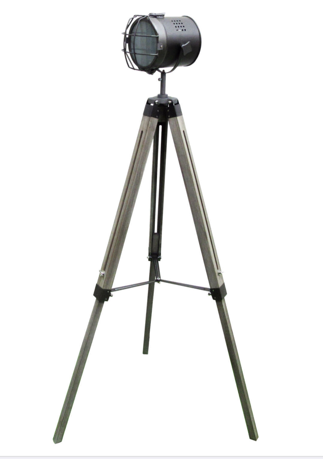 139cm Nautical Tripod Floor Lamp with Steel Grey Head Light