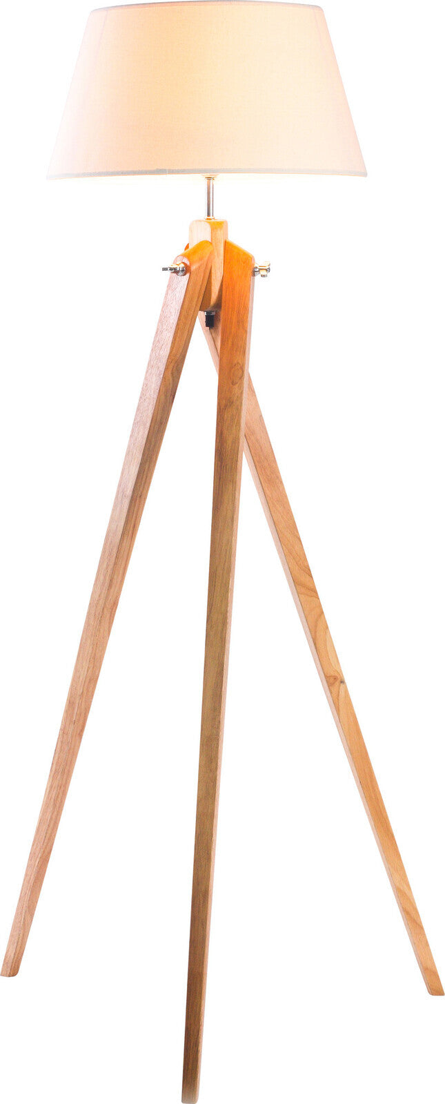 145cm Bamboo Wooden Tripod Floor Lamp Twist with Modern Linen Shade