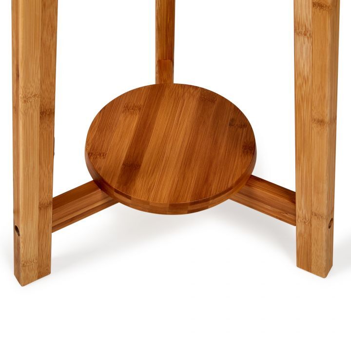 155cm Bamboo Wooden Tripod Floor Lamp with Beige Linen Light Shade