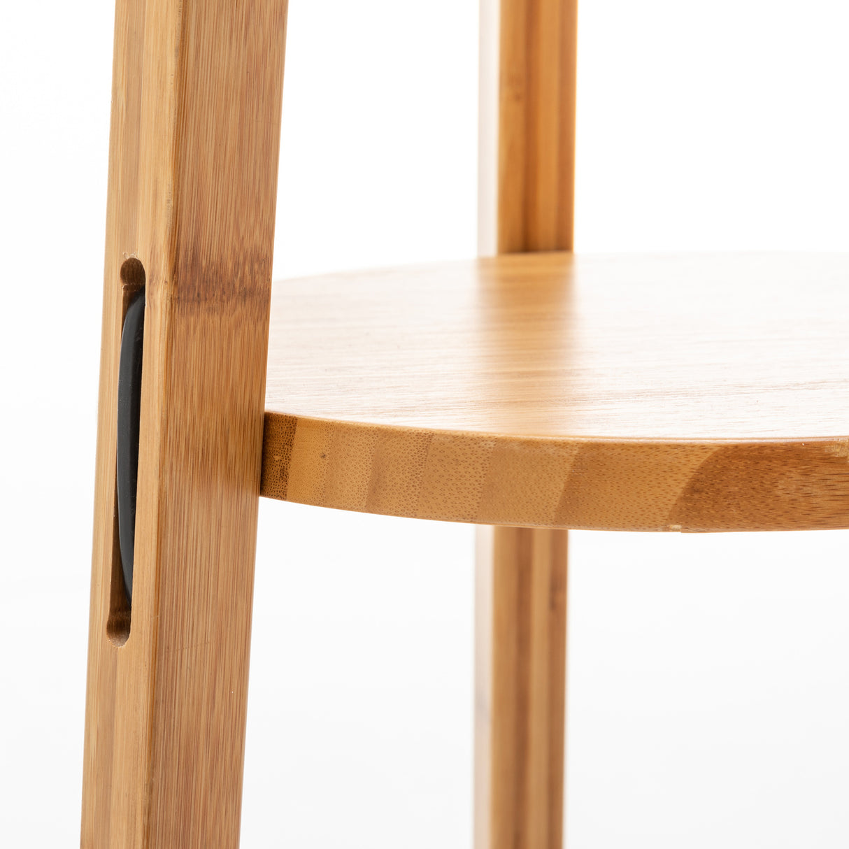 168cm Large Bamboo Wooden Tripod Floor Lamp with Modern Linen Shade & Shelves