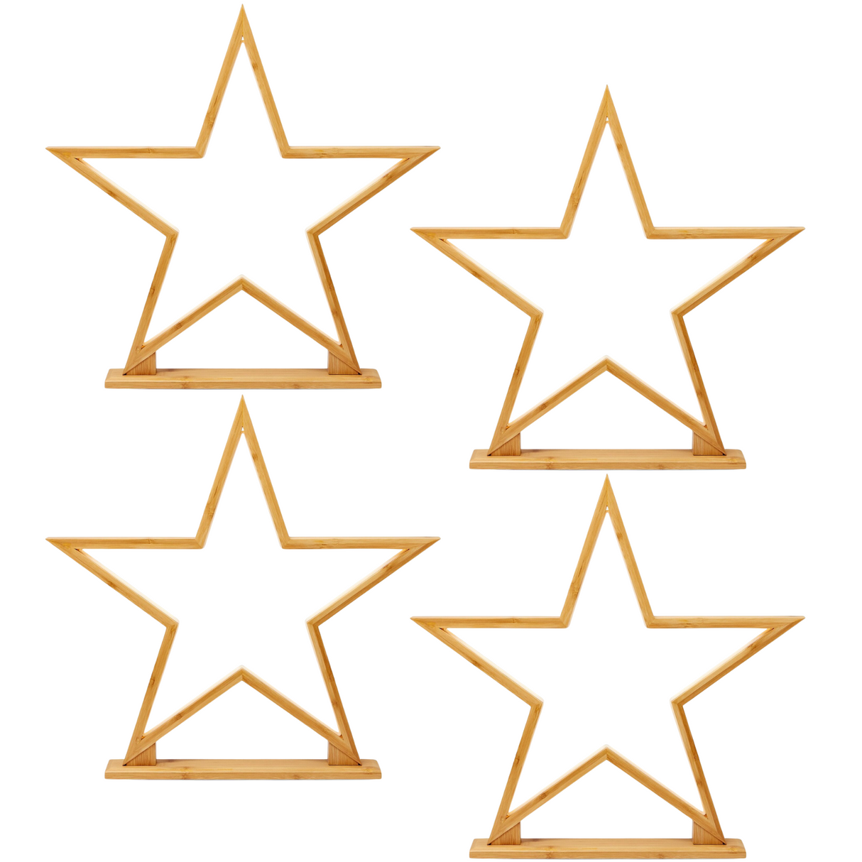 4x 52cm Bamboo Star Lamp - Table Light - Natural Decor