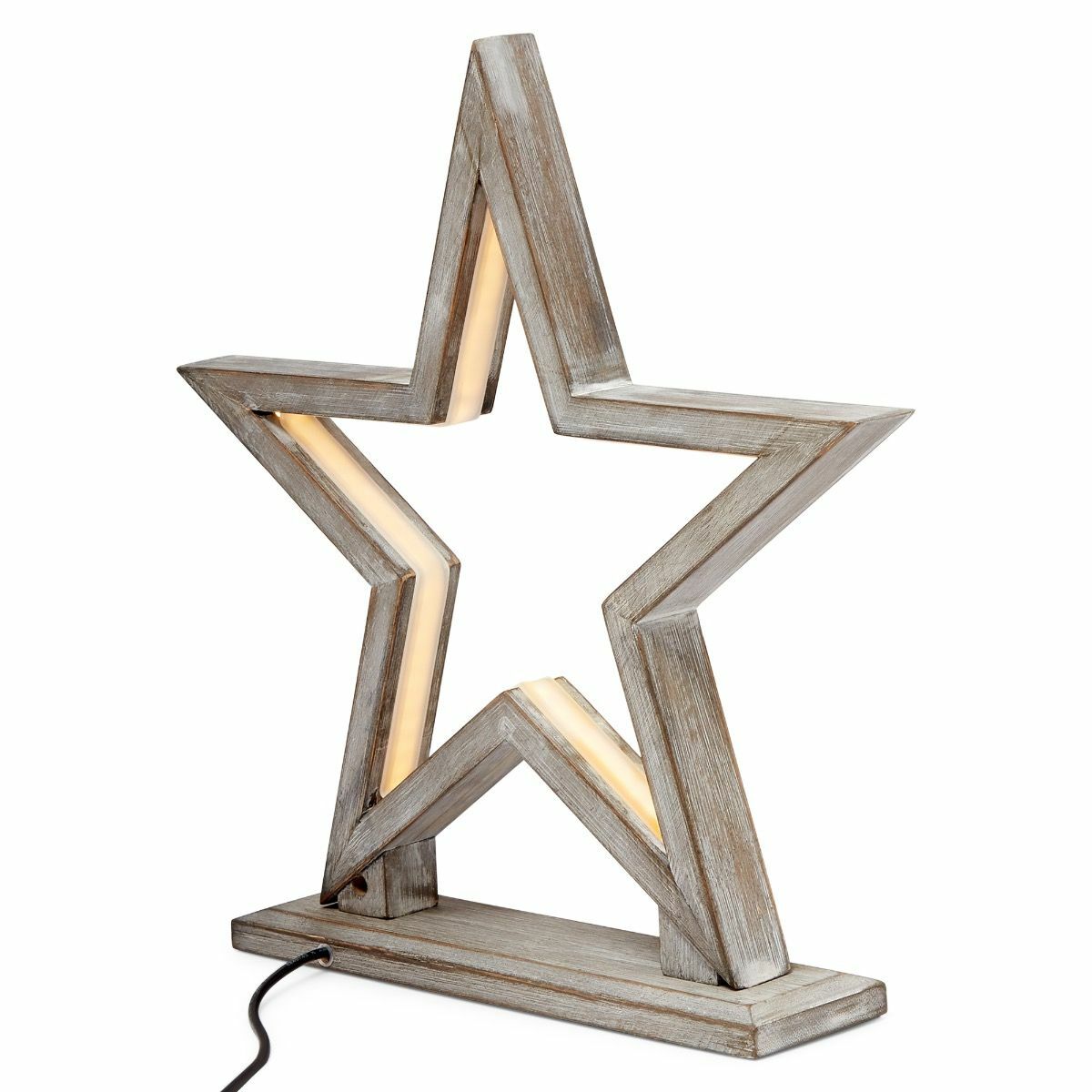 33cm Bamboo Star Lamp - Table Light - Antique Timber