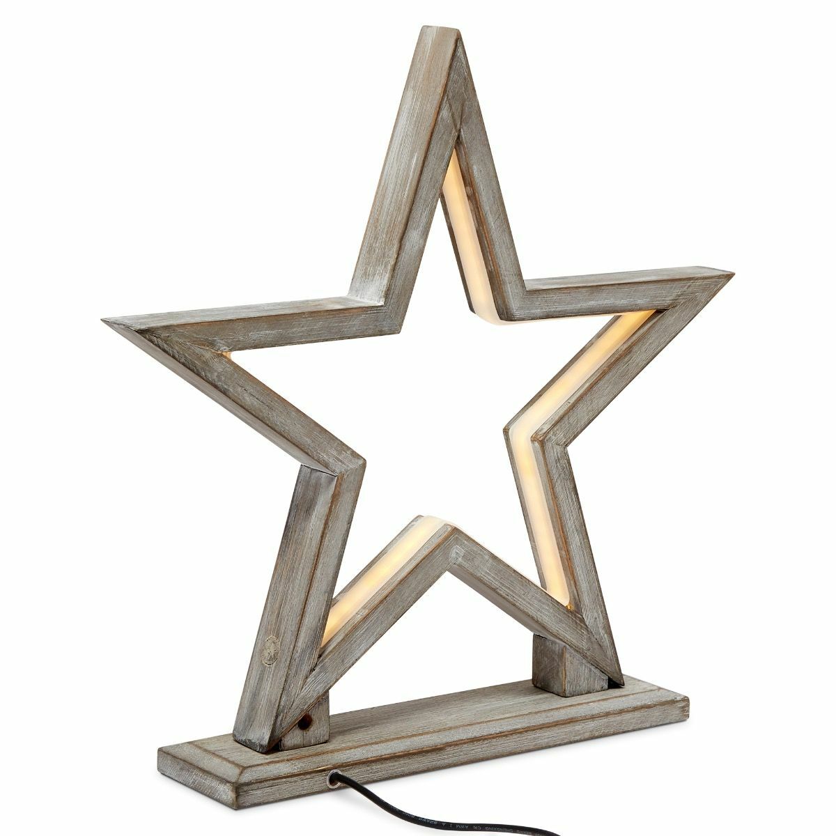 33cm Bamboo Star Lamp - Table Light - Antique Timber
