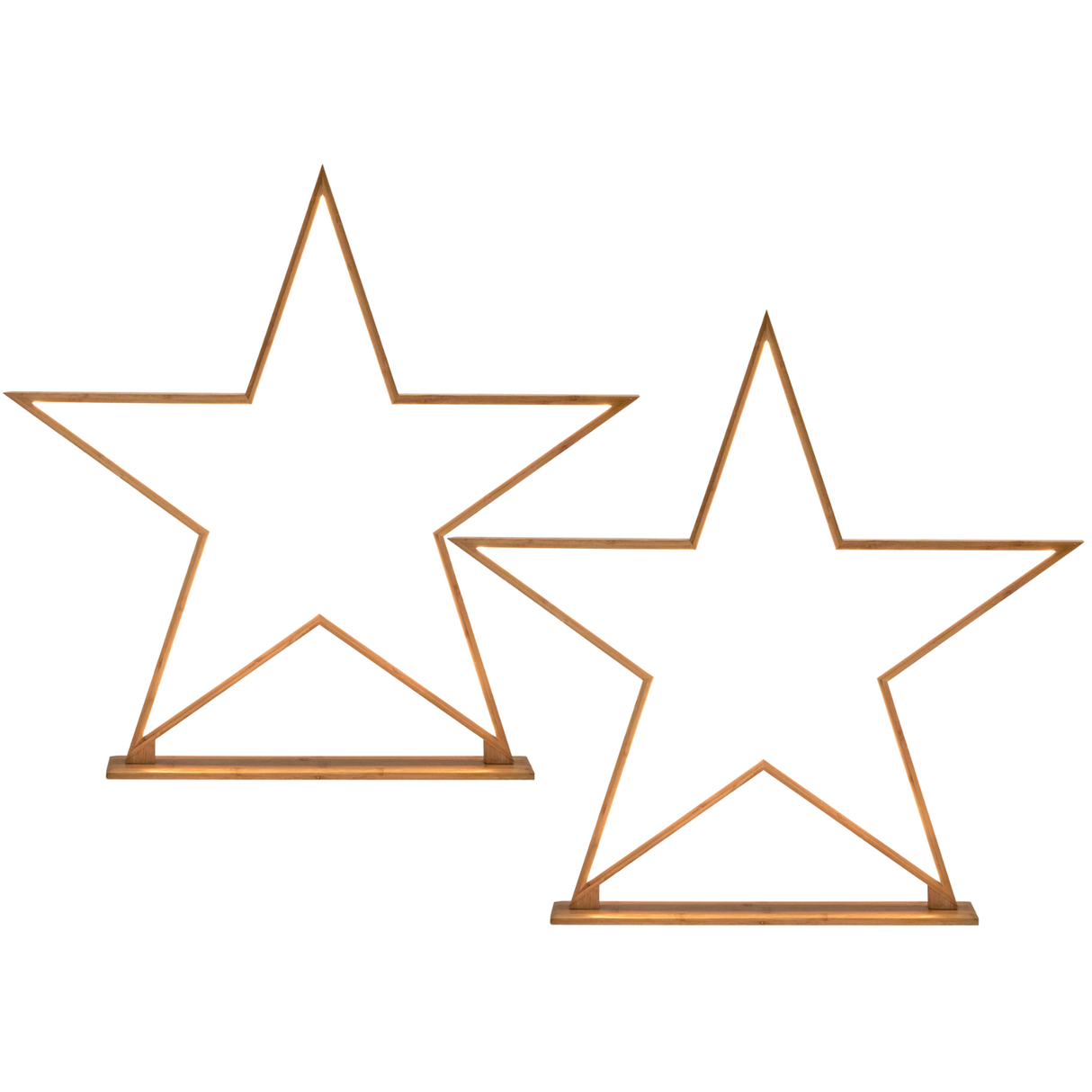 2x 87cm Bamboo Star Lamp - Table Light - Natural Decor