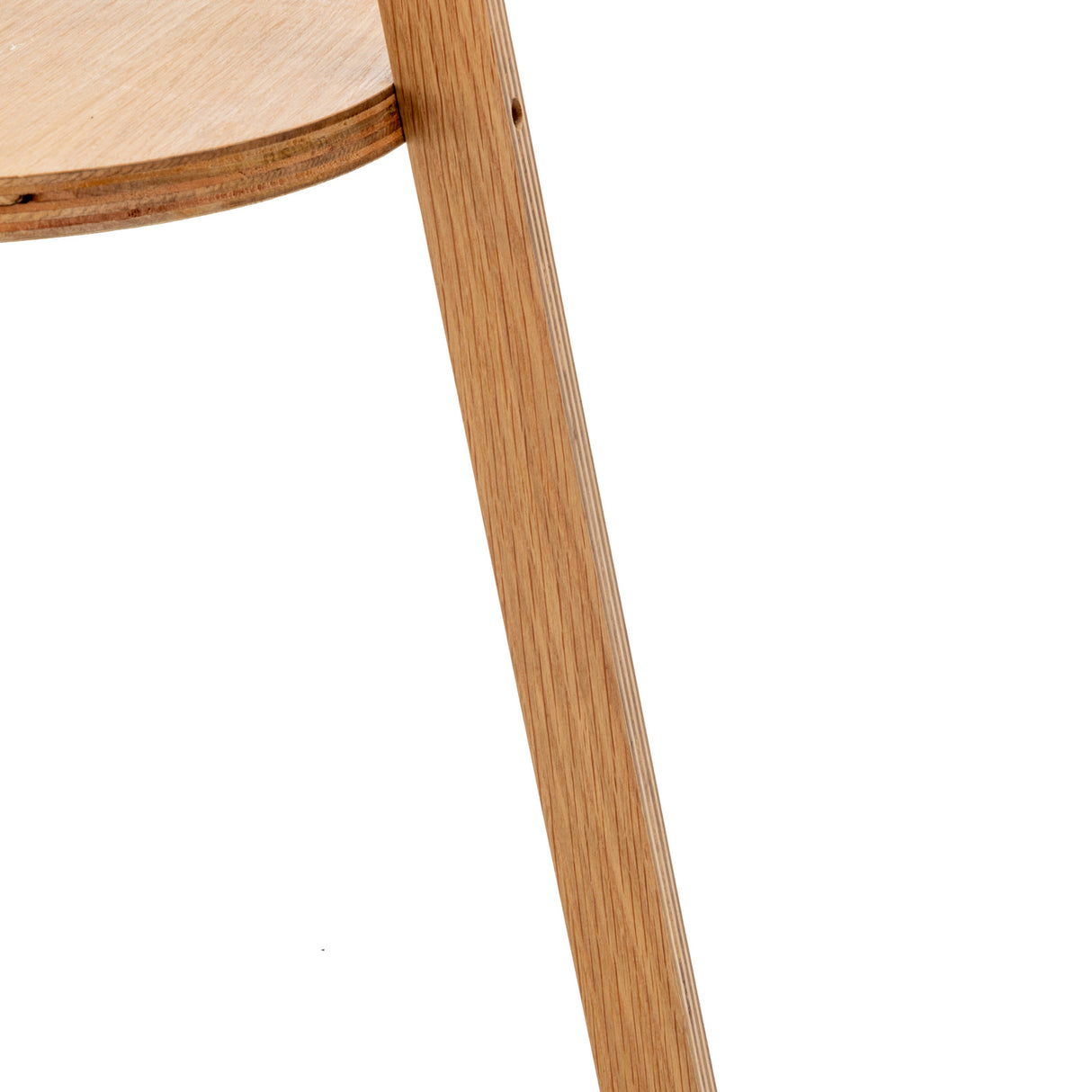 145cm Wooden Tripod Floor Lamp with Round Shelf & White Linen Shade - Natural