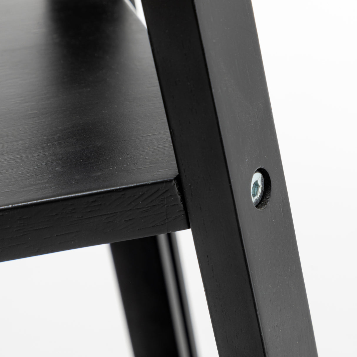 Eiffel 3 Tier Natural Wood Black Floor Lamp w/ Storage Shelves + Off White Linen Shade