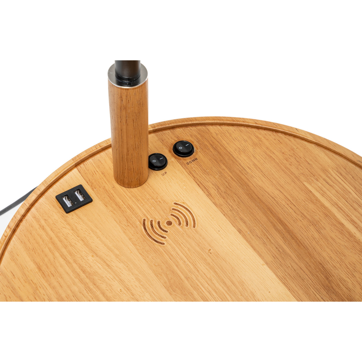 174cm Naples Tripod Floor Lamp & Shelf Storage w/ USB Charger - Natural Wood