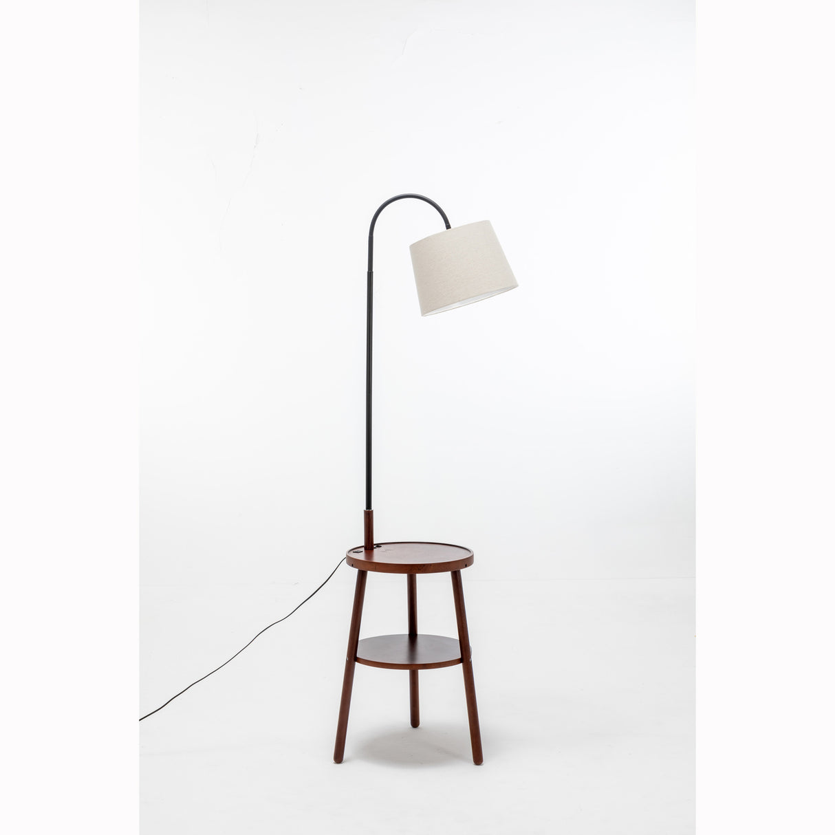 174cm Naples Tripod Floor Lamp & Shelf Storage w/ USB Charger - Cherry
