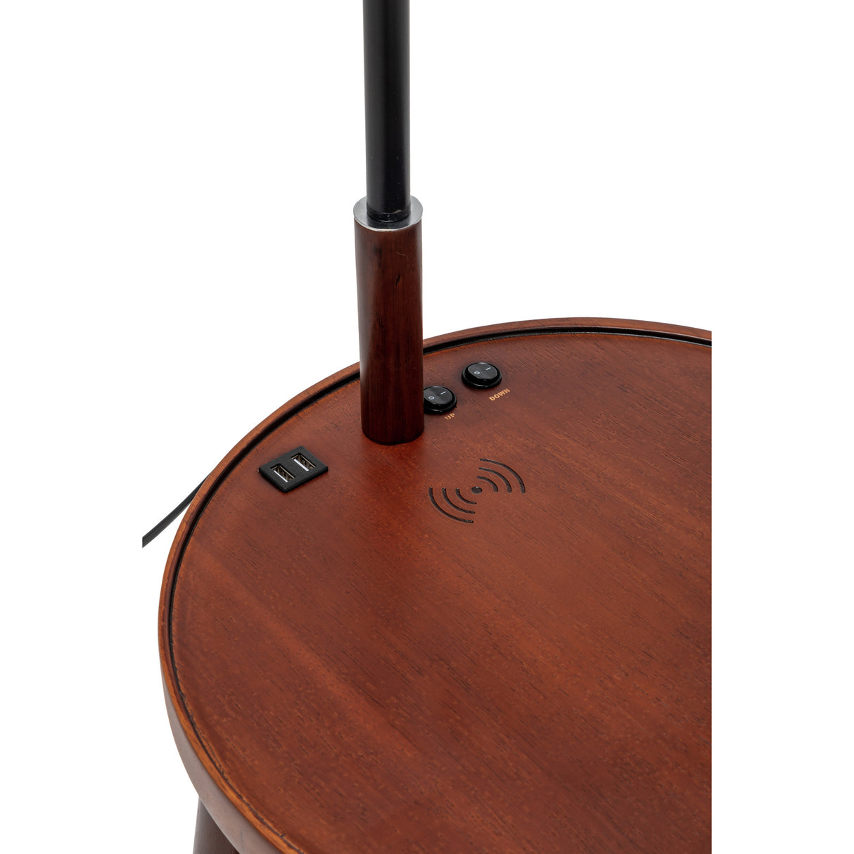 174cm Naples Tripod Floor Lamp & Shelf Storage w/ USB Charger - Cherry