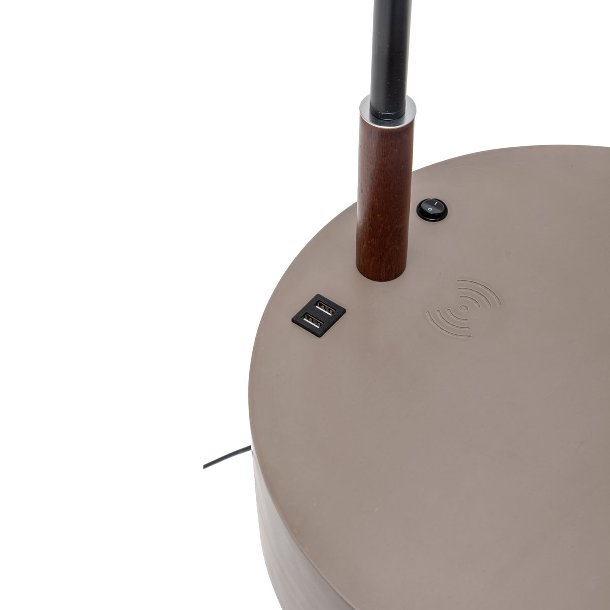 170cm Florence Wooden Tripod Lamp & Shelf/Table Storage w/ USB Charger - Grey