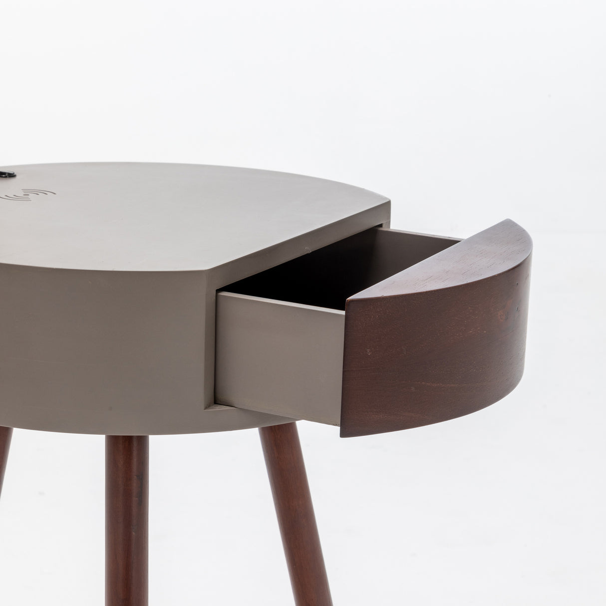 170cm Florence Wooden Tripod Lamp & Shelf/Table Storage w/ USB Charger - Grey