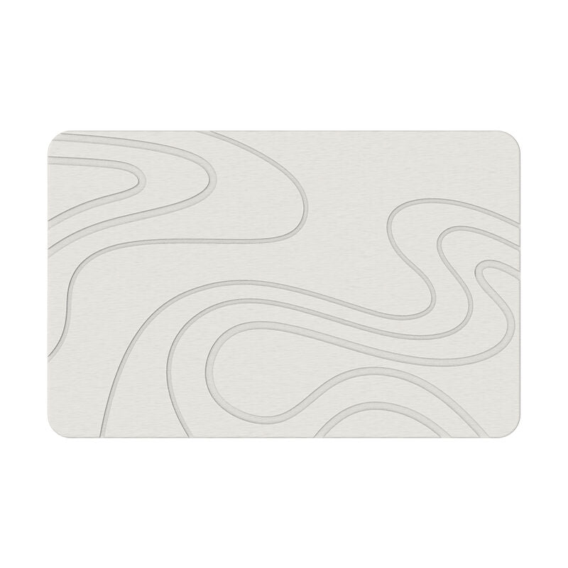 Hard Diatomite Bath Mat Super Dry Anti-Slip - Off White & Squiggle Design