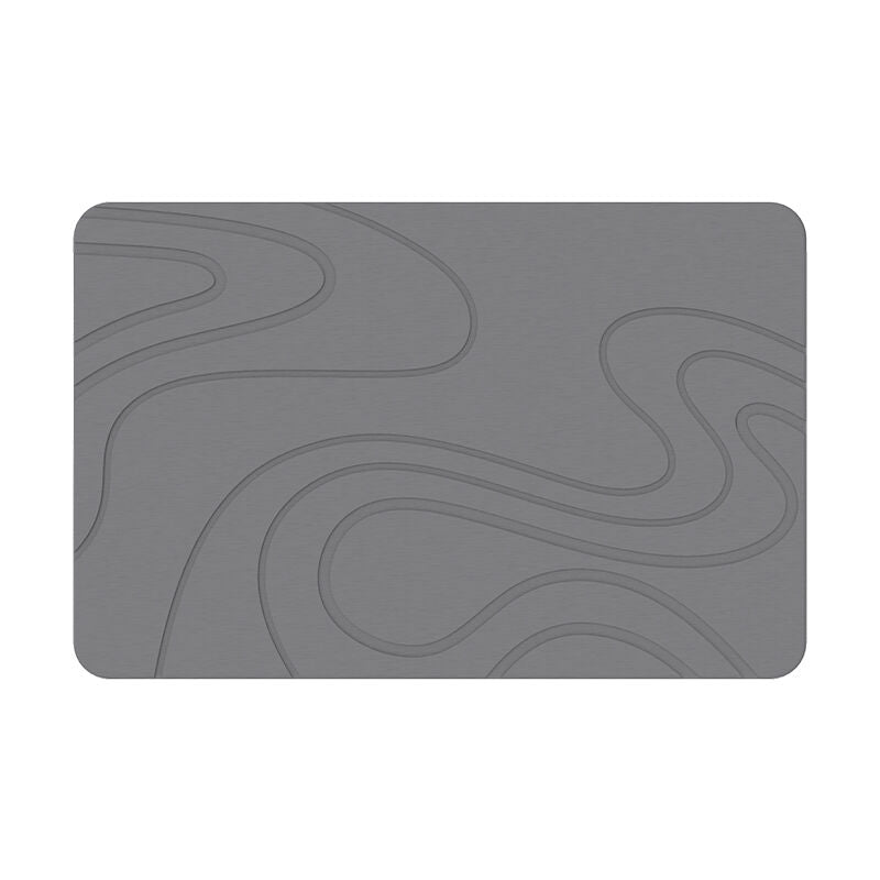 Hard Diatomite Bath Mat Super Dry Anti-Slip - Dark Grey & Squiggle Design