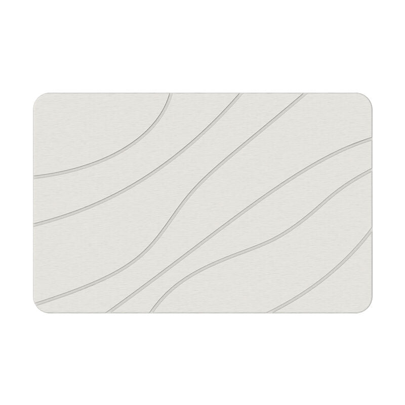Hard Diatomite Bath Mat Super Dry Anti-Slip - Off White & Wave Line Design