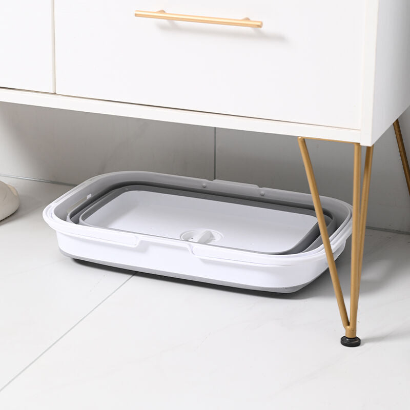 26L Foldable Laundry Basket Hamper Handle and Foldable Stand - Grey/White