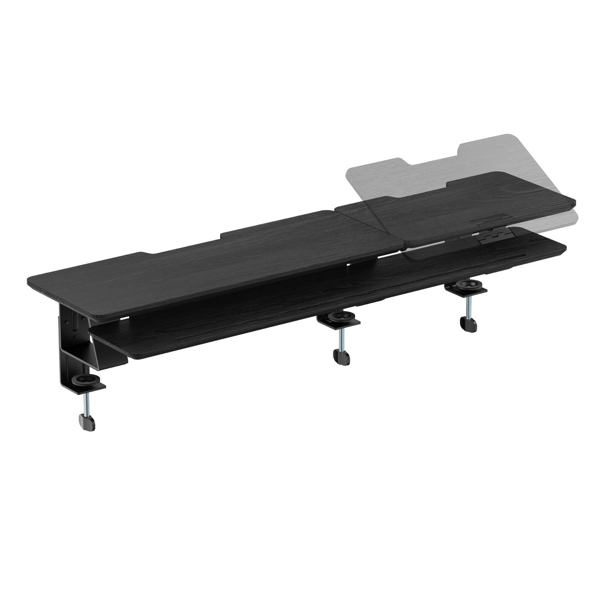 2-Tier Clamp On Monitor Stand Riser with Laptop Height Adjuster - Matte Black